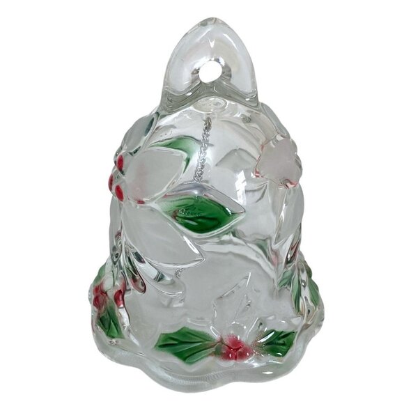 Mikasa Glass Bell Christmas Poinsettias and Holly Holiday Bloom - Picture 6 of 6
